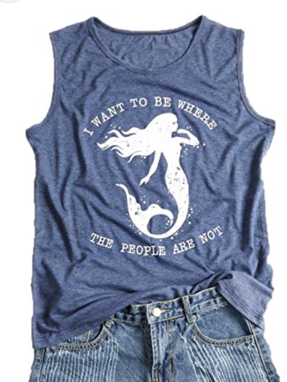 I Want to Be Where The People are Not Graphic tee tank soft stretch NEW large